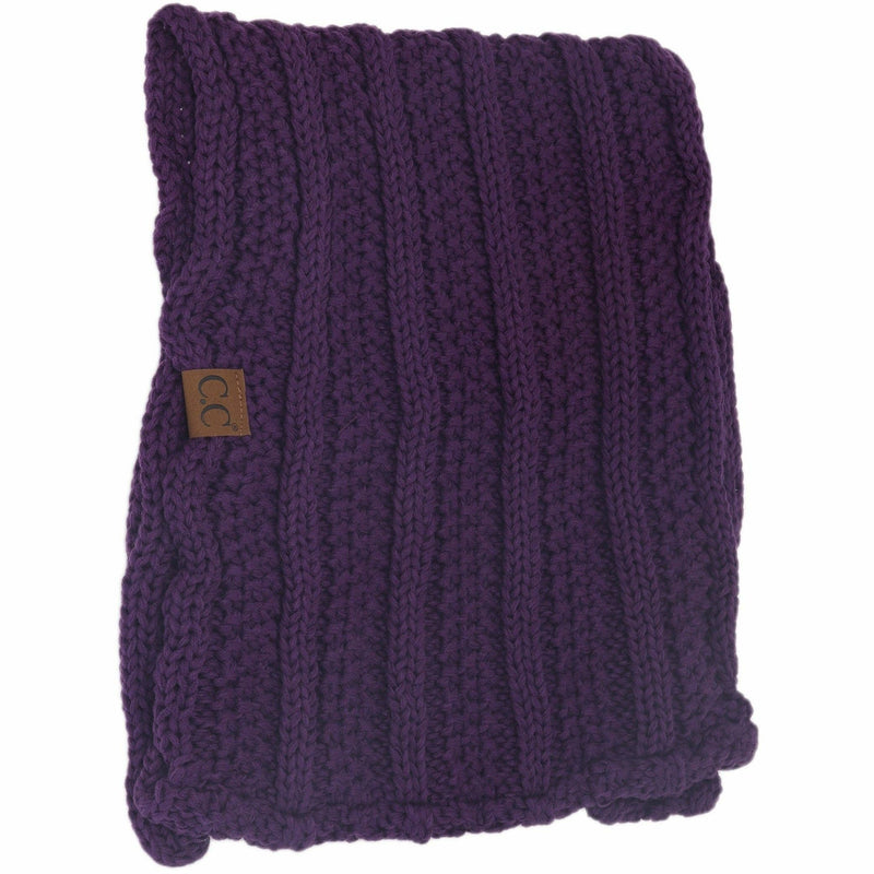 C.C Beanie - Ribbed Solid Infinity Scarf: Purple