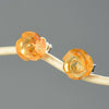 Perimade & Co. LLC - Tiny Crystal Rose Flower Stud Earring in 925 Sterling Silver: Yellow