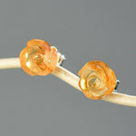 Perimade & Co. LLC - Tiny Crystal Rose Flower Stud Earring in 925 Sterling Silver: Yellow