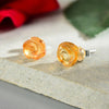 Perimade & Co. LLC - Tiny Crystal Rose Flower Stud Earring in 925 Sterling Silver: Yellow