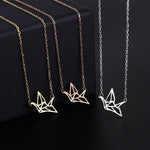 Japanese Orizuru Crane Charm Necklace in 925 Sterling Silver: Rose gold