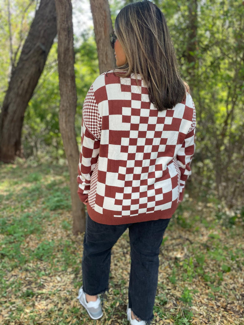 All Checkered Out Sweater in Four Colors