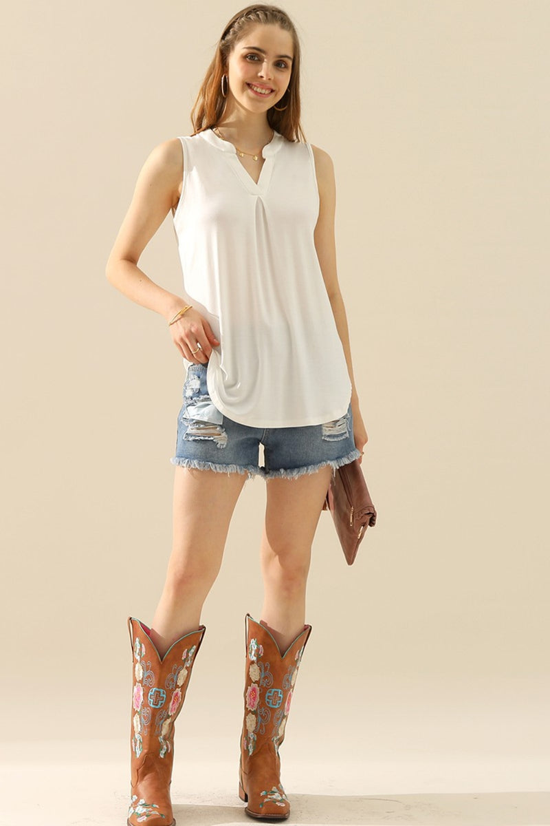 Notched Sleeveless Top