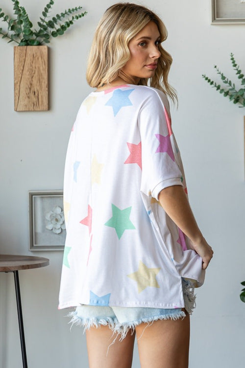 Multi Colored Star Print T-Shirt