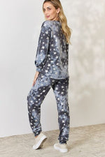 Star pattern Long Sleeve Top and Drawstring Pants Set