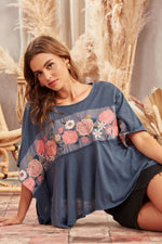 Floral Embroidered Poncho Top