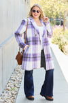 Plaid Button Up Lapel Collar Coat