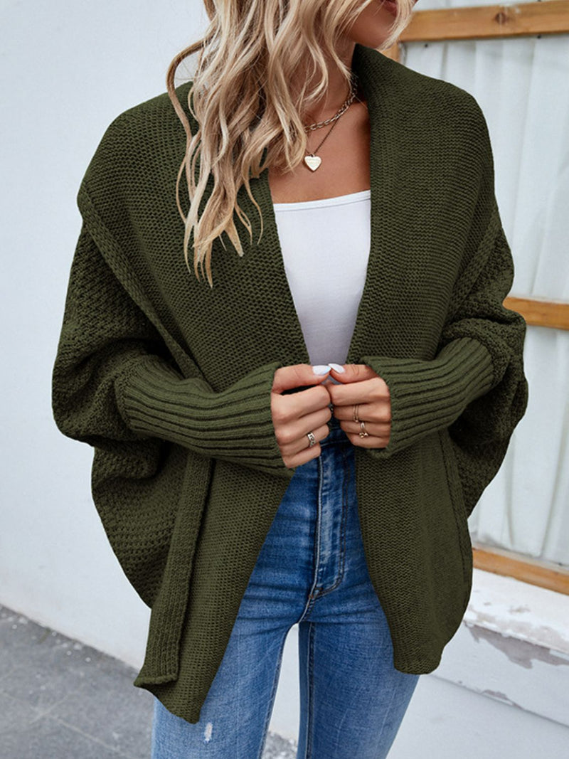 Dolman Sleeve Open Front Cardigan Olive / S