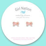 Girl Nation - Pretty Pink Bow Cutie Stud Earrings