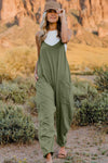 V-Neck Sleeveless Jumpsuit with Pockets**