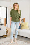 A Day Together Long Sleeve Top In Olive Womens