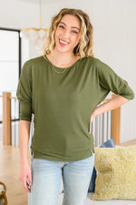 A Day Together Long Sleeve Top In Olive Womens