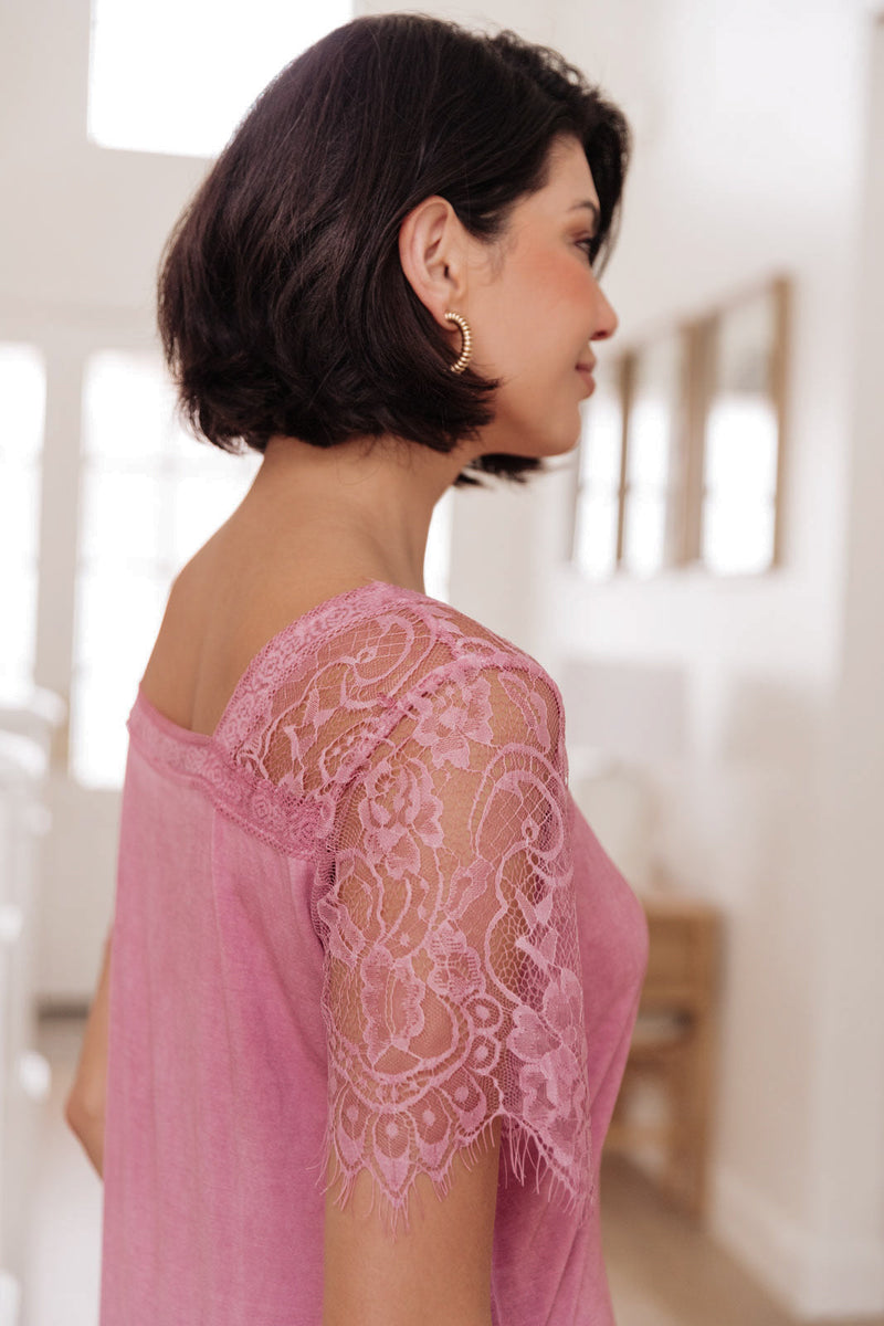 A Little Bit Of Lace Top In Pink Womens