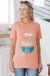 Abstract Graphic Tee In Peach Womens