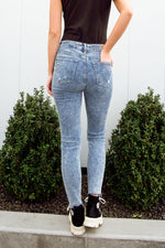 Acid Wash Destroyed Hem Skinny Jeans Womens