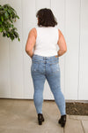 Acid Wash Destroyed Hem Skinny Jeans Womens