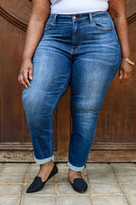 Amber Cuffed Slim Fit Dark Wash Jeans Womens