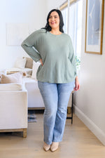 Austin Waffle Knit Basic Top In Sage Womens