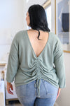 Austin Waffle Knit Basic Top In Sage Womens