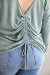 Austin Waffle Knit Basic Top In Sage Womens