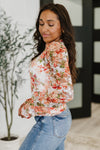 Barely Behaving Floral Print Layering Top in Coral