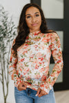 Barely Behaving Floral Print Layering Top in Coral