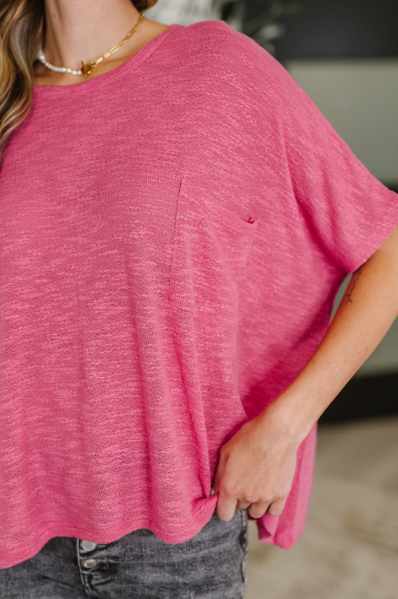 Basically Flowing Dolman Sleeve Top in Hot Pink**