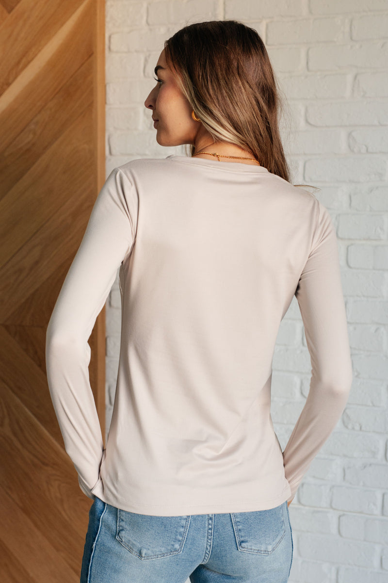 Basically Perfect Brushed Microfiber Tee in Sand Beige