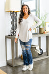 Basics Are Best Long Sleeve V-Neck Top In Bone Womens