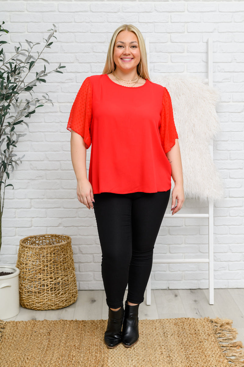 Best Of My Love Short Sleeve Blouse In Red Womens