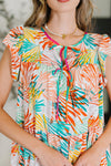 Bless Your Love Tiered Dress in Ivory, Orange and Mint