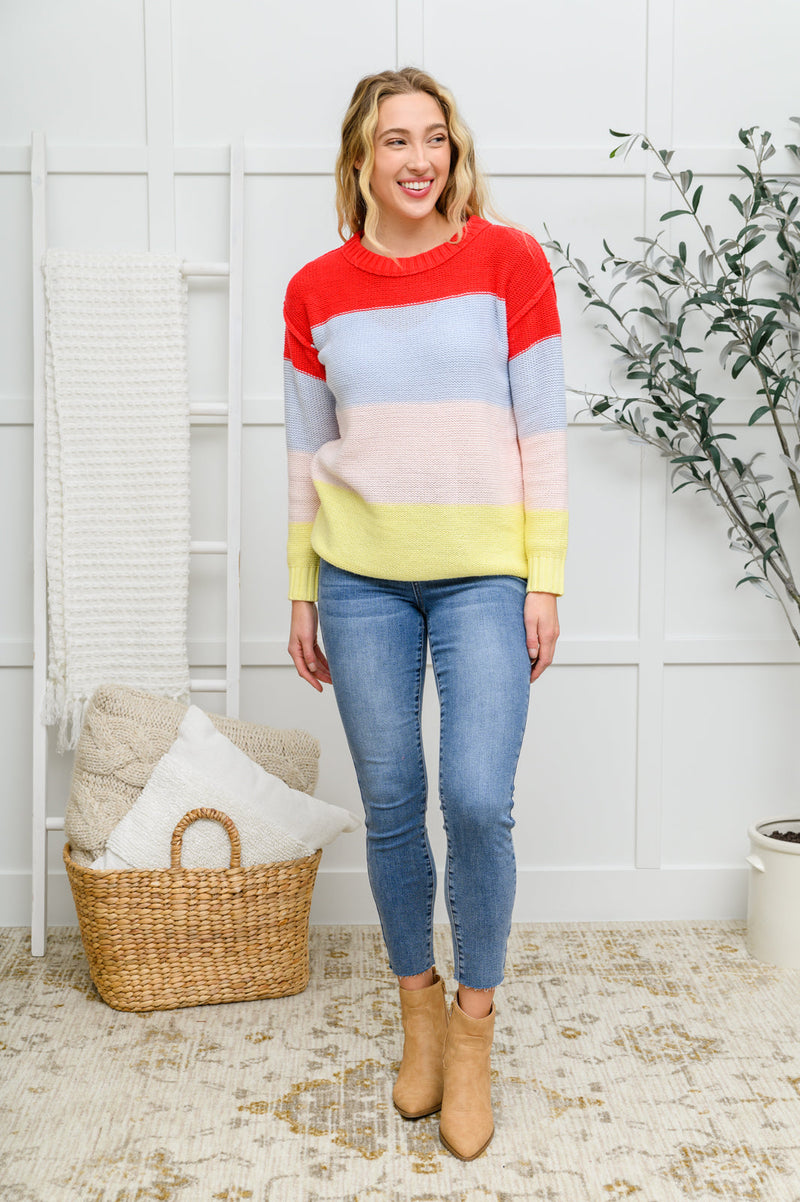 Doorbuster: Bright Striped Knit Sweater Womens