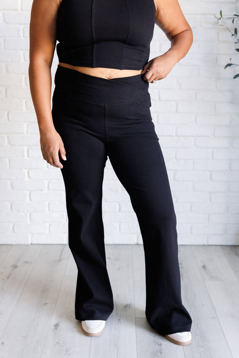 Building Habits Twill Flared Crossover Waist Pant in Black*