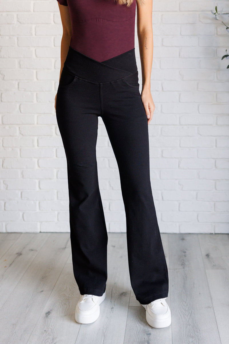 Building Habits Twill Flared Crossover Waist Pant in Black*