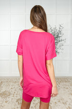 Buttery Soft V-Neck Bike Short Set in Hot Pink