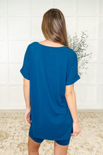 Buttery Soft V-Neck Bike Short Set in Lt Navy