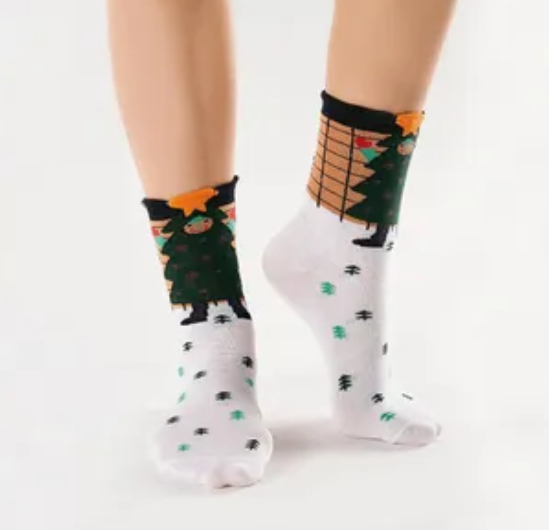 Womens Christmas Tree Printed Super Soft Cotton Socks
