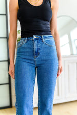 Caitlin High Rise Split Hem Straight Jeans Womens