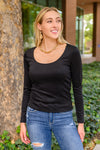 Can You Believe It Basic Long Sleeve Top In Black** Womens