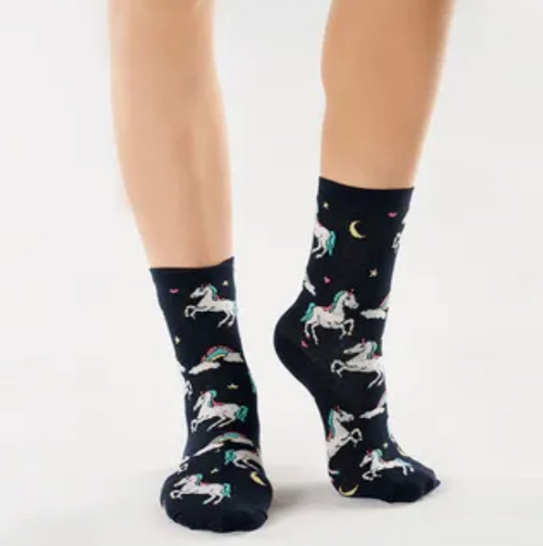Womens Unicorn Printed Super Soft Cotton Socks