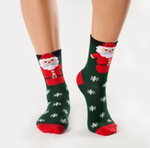 Womens Santa Claus Printed Super Soft Cotton Socks