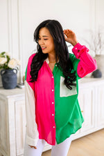 Capture The Day Two Toned Button Up Kelly Womens