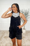 Carefree Cutie Slouchy Pocket Romper in Black