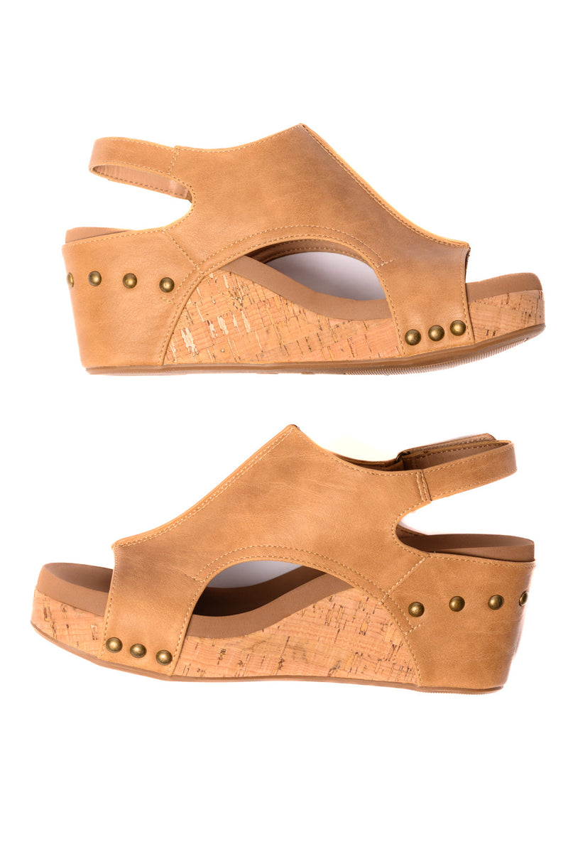 Carley Wedge Sandals in Caramel Smooth*