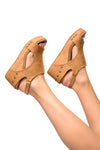 Carley Wedge Sandals in Caramel Smooth*