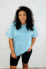 Casual Basic Drop Shoulder Oversized Tee in Dusty Teal