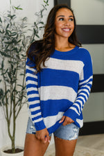 Casual Chaos Drop Shoulder Sweater in Royal Blue**