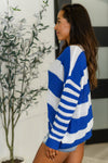 Casual Chaos Drop Shoulder Sweater in Royal Blue**