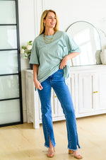 Caitlin High Rise Split Hem Straight Jeans Womens