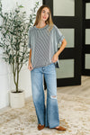 Catch Me Loungin’ Cable Ribbed Knit Top in Black and White